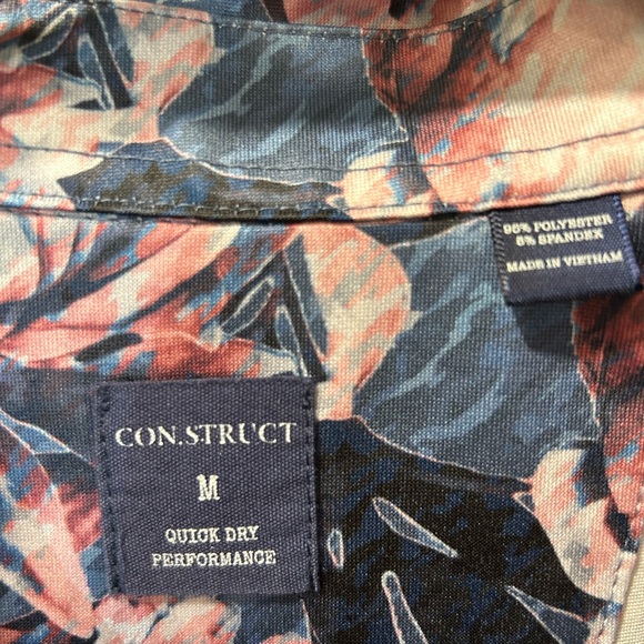 Modern Pink & Blue Golf Polo Shirt with Floral Design - Quick Dry Performance - Picture 4 of 4